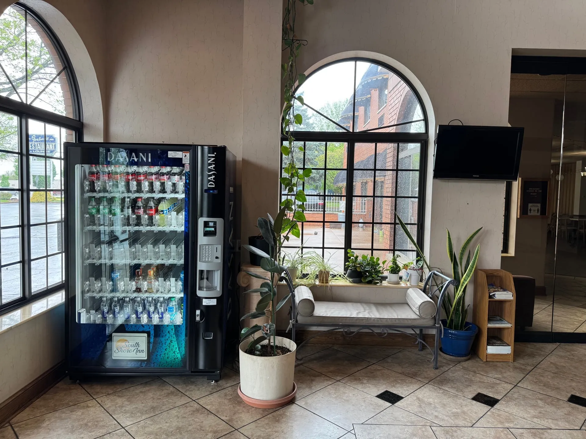 Lobby vending area with plants