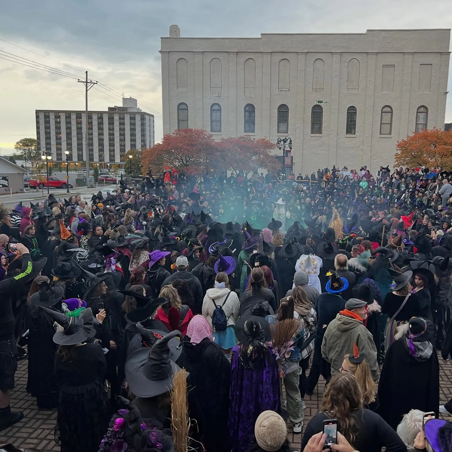 Crowd of costumed witches at the Sandusky Witches' Walk